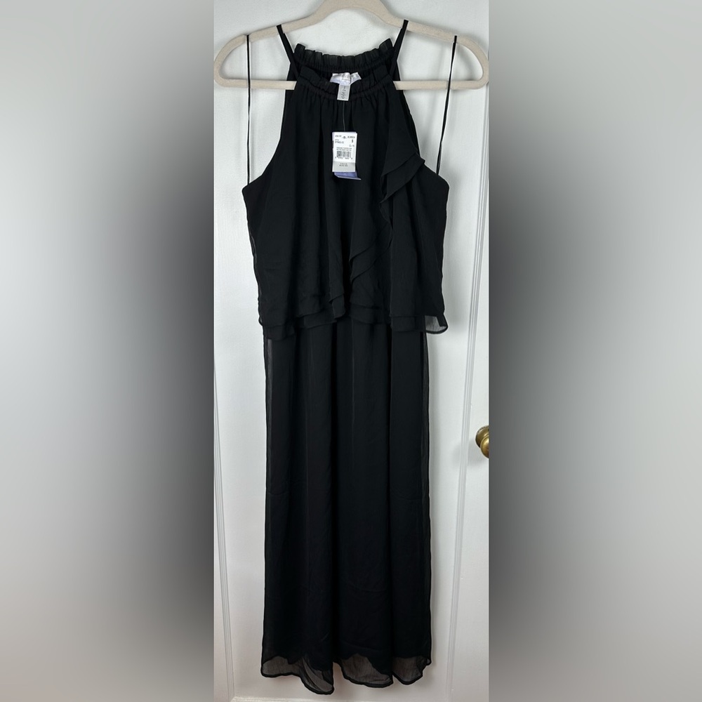 Motherhood Maternity Black Maxi Dress with Ruffle Halter